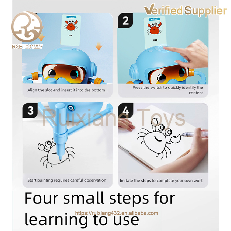 Interactive Plastic Drawing Robot Toy for Kids Early Educational English Toy Encouraging Intelligence &amp; Enlightenment