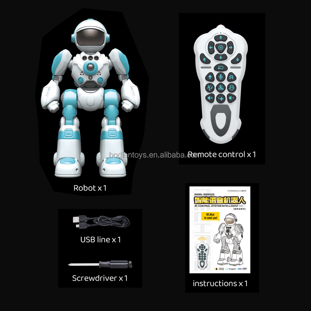 Children's Educational Gift Remote Control Intelligent Robot Toy Plastic Battery Operated with Light &amp; Sound