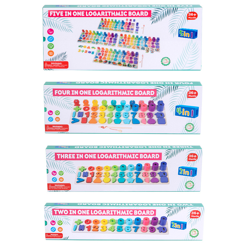 Best Value Children's 5 In1 Logarithmic Board Digital Shape Matching Puzzle Juguetes Early Education Toys For Kids Boys Girls