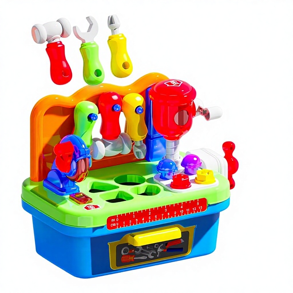 Children's Puzzle Electric Family Tool Table Candy Colored Simulation Electric Drill Disassembly and Assembly Set Toys for Kids