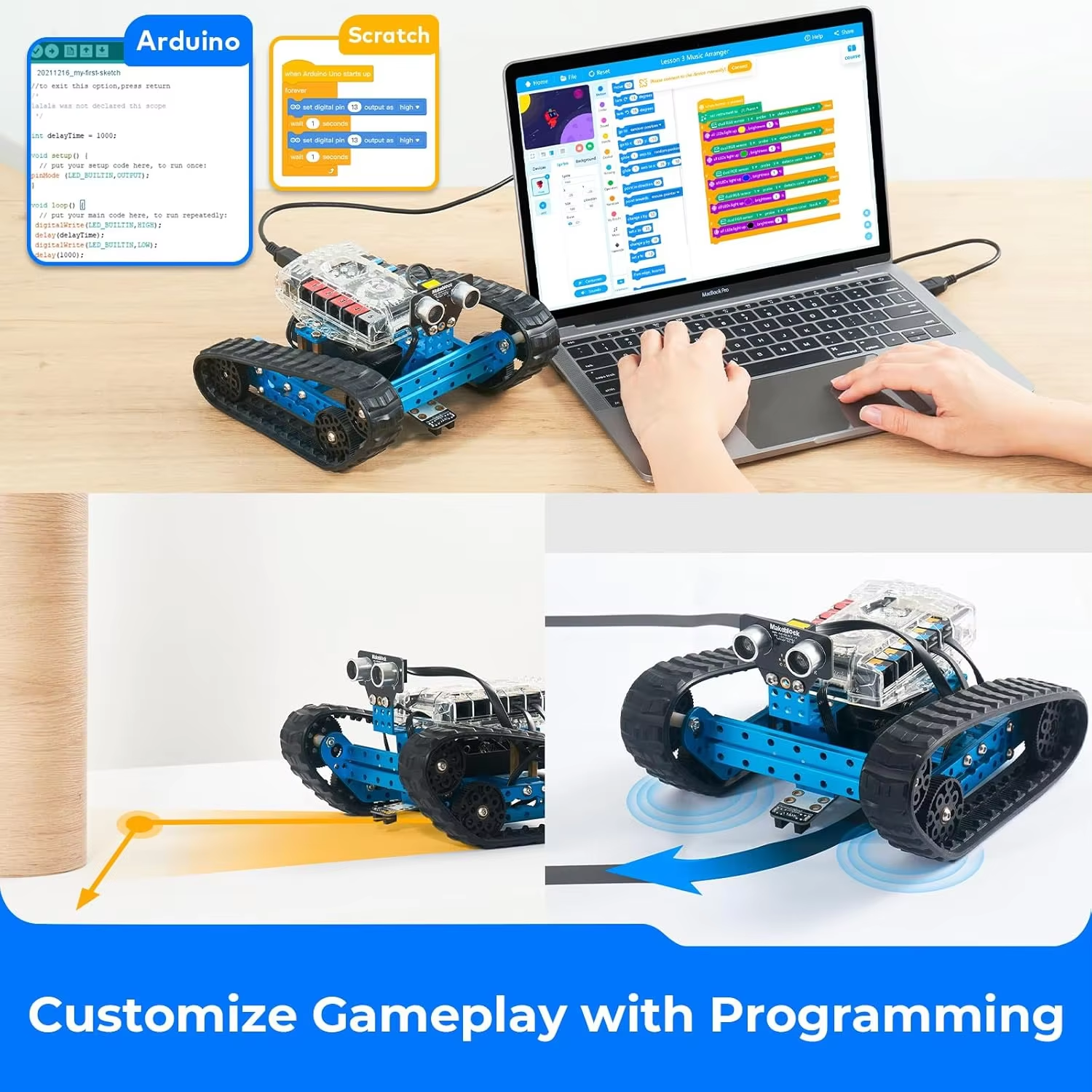 Children Adult Starter Coding Programming Learning Toys DIY Stem Educational Makeblock 3In1 Smart Robot Car Kits Set for Arduino