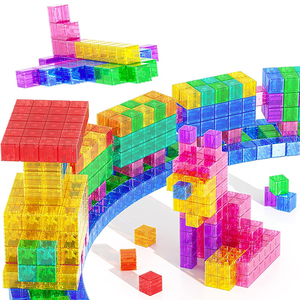 Elementary School Educational Stacking Toys 2cm Transparent Solid DIY Plastic Force Magnet Cube Geometry Square Math Teaching