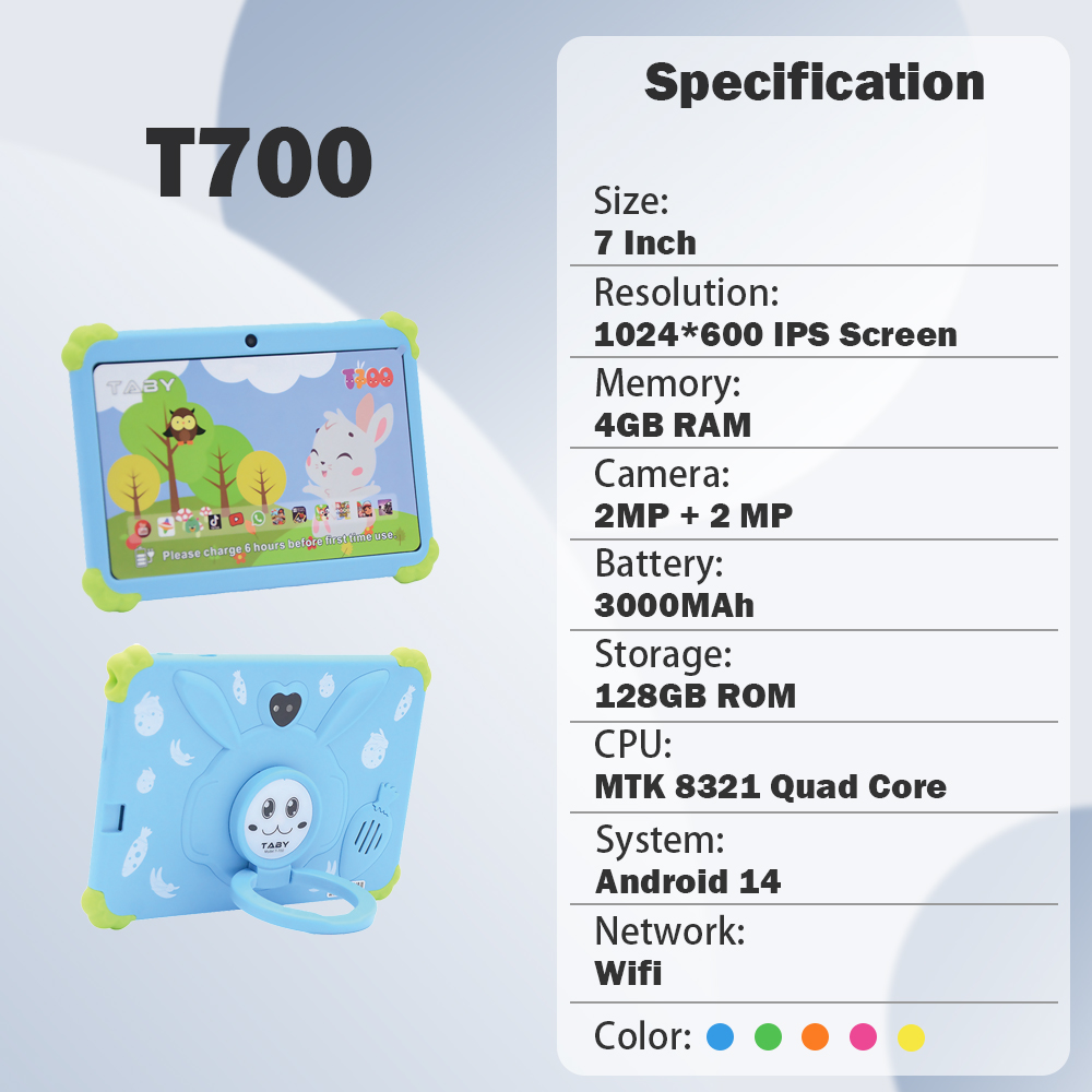 Wholesale Price 7 Inch MTK Android 14 Kids Tablet Wi-Fi 4GB+128GB Parental Control GPS Location Waterproof Educational