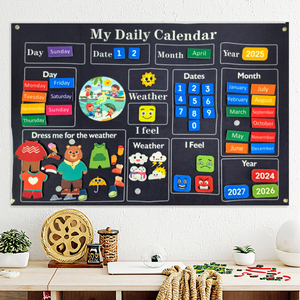 My Daily Calendar for Kids Felt Board Preschool Activities for Early Childhood Learning at Home-for Ages 2 to 7 Years