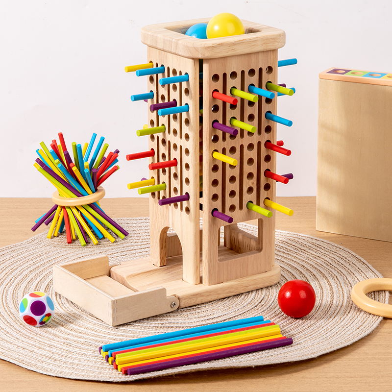 Wooden 3-in-1 Early Education Toy For Kids Color Recognition &amp; Fine Motor Skill Development Parent-Child Board Game