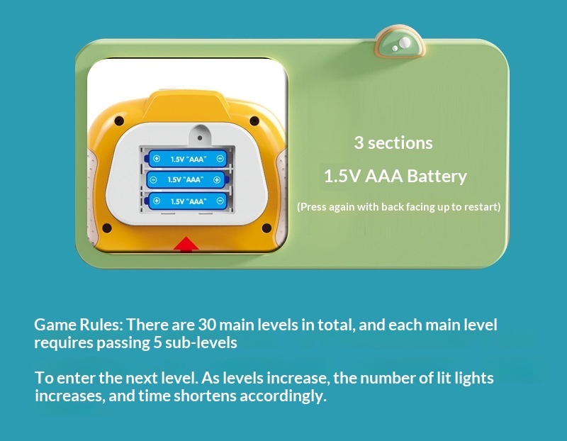 Quick Push Game Electronic Pop Light up Game for Kids Push Puzzle Pop Sensory Fidget Toy Puzzle Fidget Game Toys