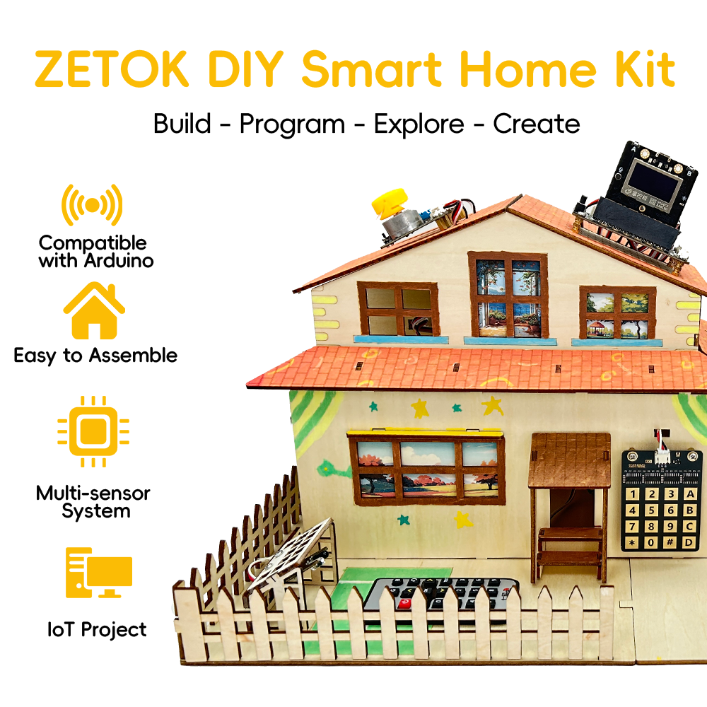 Zetok Wooden Smart Home Starter Kit 3D Puzzles Electronic Blocks Model Building Toys Educational Toys for Education Maker Boards