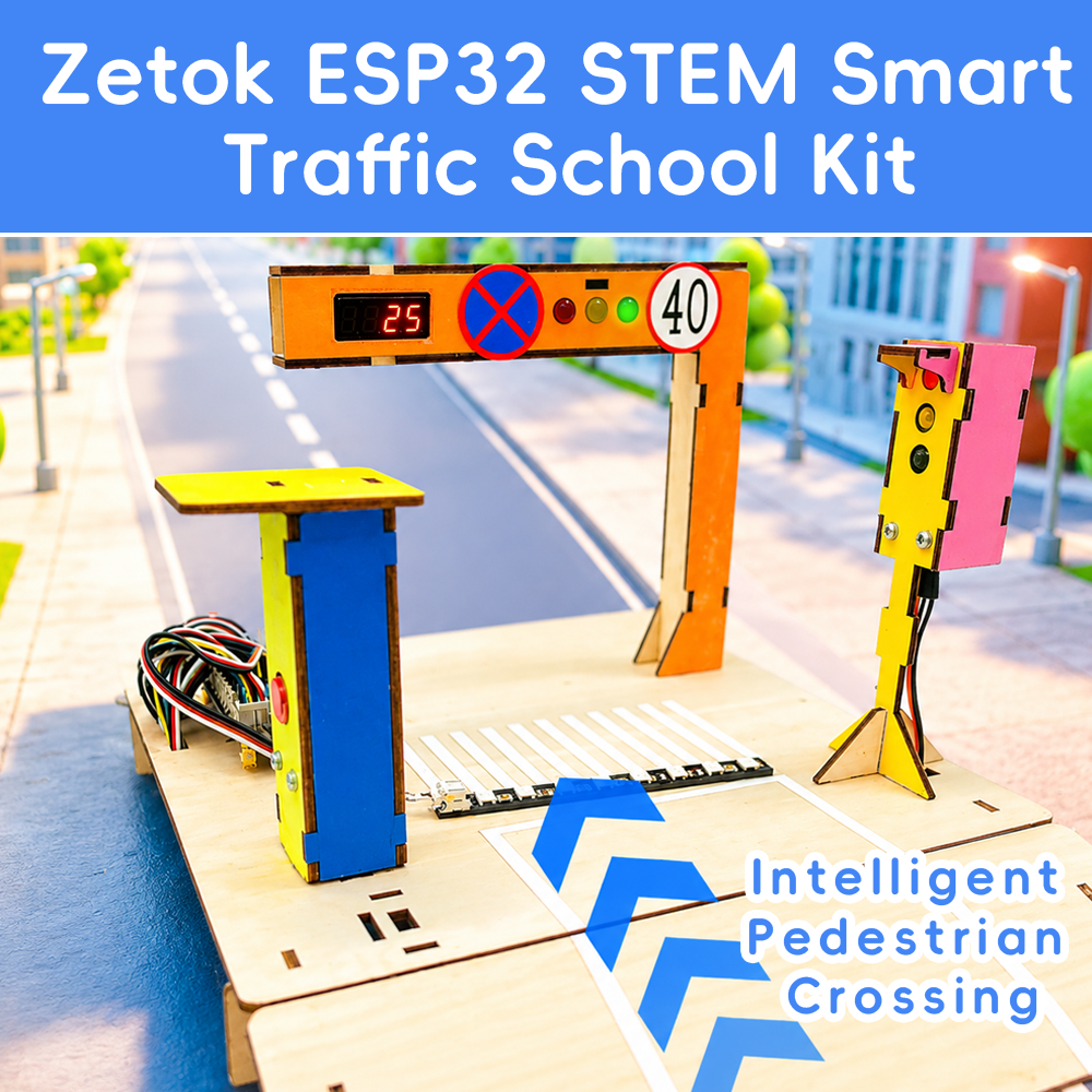 Zetok Programming Education for Intelligent Transport Starter Kit 3D Wooden Puzzles Electronic Blocks Model Building Stem