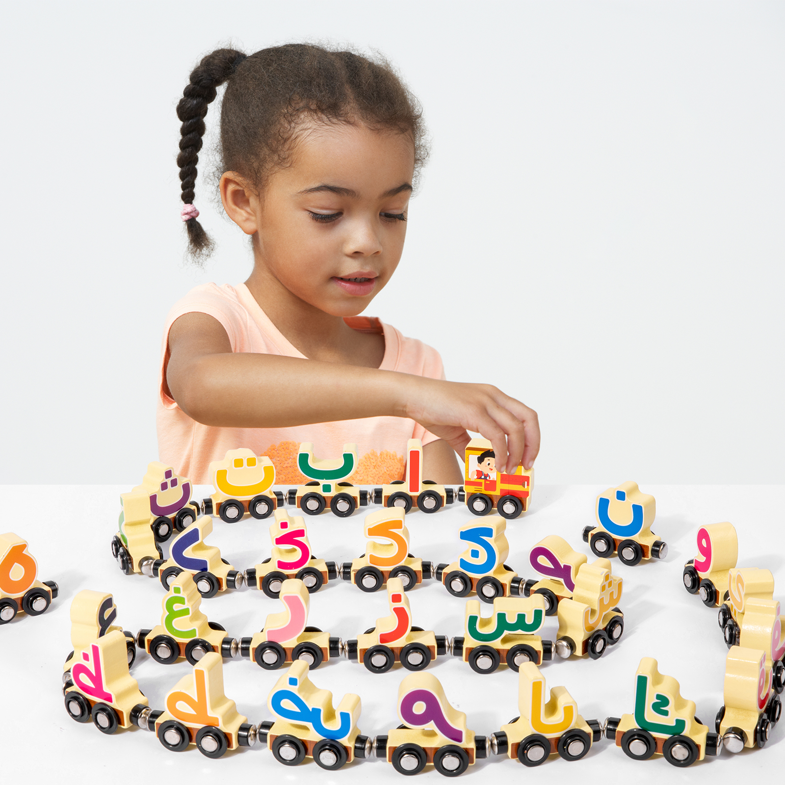 Arabic Letter Learning Game Wooden Train Set Educational Toy for Kids Educational Toy