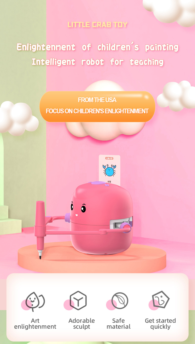 Fun Rabbit OEM Drawing Painting Robot Toy for Early Childhood Education with Music Rechargeable Battery ABC Plastic