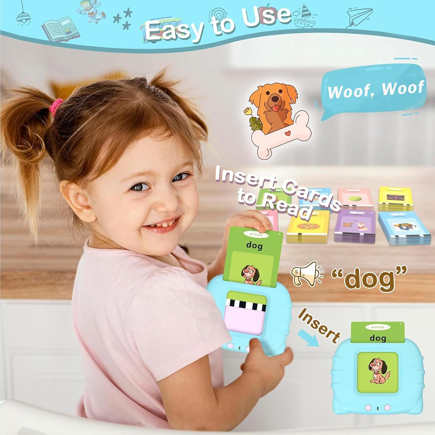 Custom 112 Page Early Educational Language Card Reader Flash Cards Kid's Learning Machine Toys Lithium Battery Ages 2-4 Years