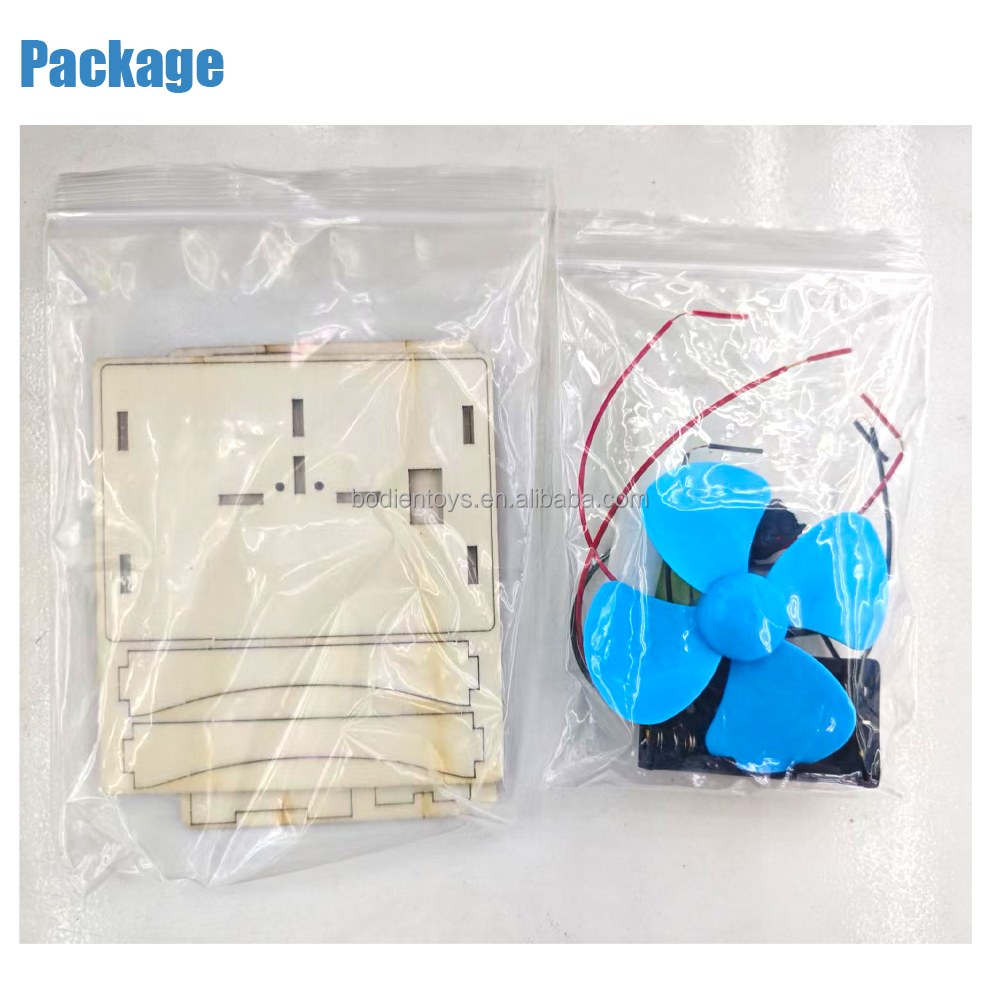 Hot Selling DIY Electric Fan Science Model Kit Wooden Puzzle Toys with Geometric Shape and AA Battery for Kids Educational Sets