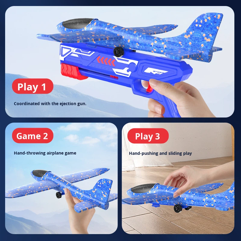 Hot-Selling Ejection Foam Airplane Kite Handheld Launcher Gun Hand Throwing Gift For Children With Light