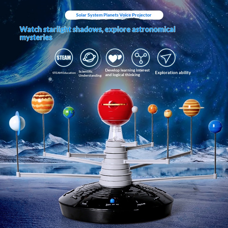 Solar System Eight Planets Model 3D Projection Electric Plastic Toy Children's 0-3 Months Early Education Learning Science DIY