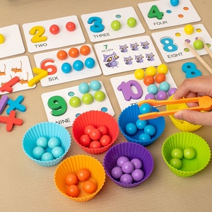 Multifunctional Educational Math Learning Montessori Puzzle Color Sorting Stacking Art Wooden Peg Board Beads Toys