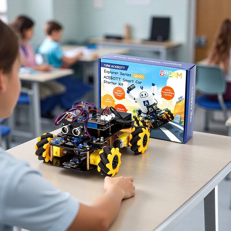DIY Python Programming School Kids Teens Learning Coding ESP32 4WD Stem Education Smart Robot Car Starter Kits Set For Arduino