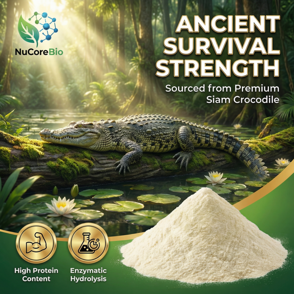 Pure Crocodile Peptide Powder Extract Supplement High Purity Animal Protein Bioactive Peptide Male Health Performance OEM