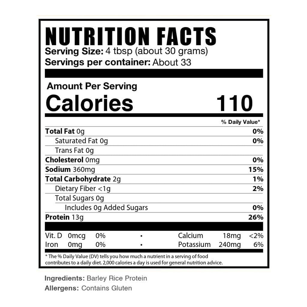 Sport Nutrition Supplement Unflavored Vegan Protein Powder Gluten-Free Plant Barley Rice Protein Powder