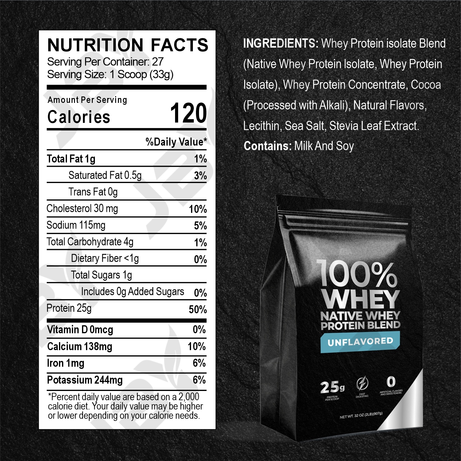 JBY Custom Whey Protein Isolate Powder for Adult Lean Muscle Growth With Per Serving Packaging Options