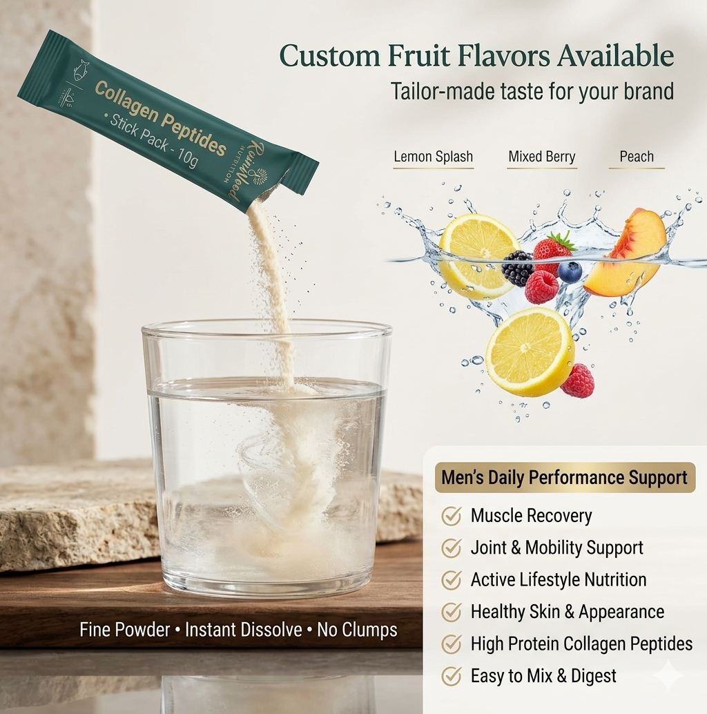 Rainwood Hydrolyzed Collagen Peptides Powder Sachets OEM Bovine Collagen Drink Mixed