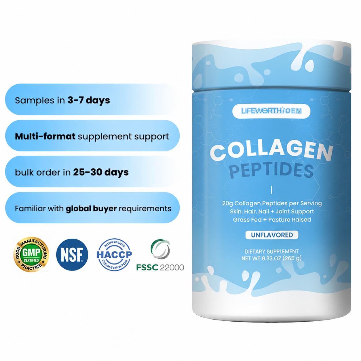 For Certified Collagen Peptides Hydrolyzed Protein Powder for Adult Hair Skin &amp; Joints-Skin Brightening Benefits