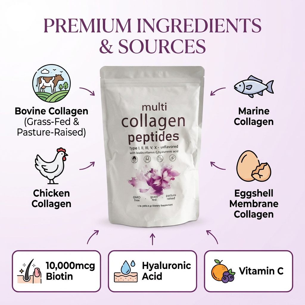 OEM ODM Hydrolyzed Bovine Collagen Peptides Powder Sugar Free Protein for Hair Growth and Skin Beauty Wholesale