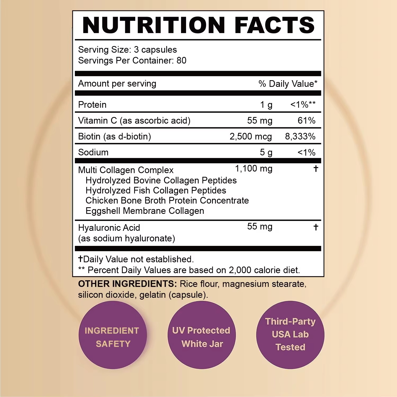 Beauty Care Multiple Ingredients Collagen Capsules Peptides Hydrolyzed Peptides Protein All-in-1 Collagen Pills for Skin &amp; Hair