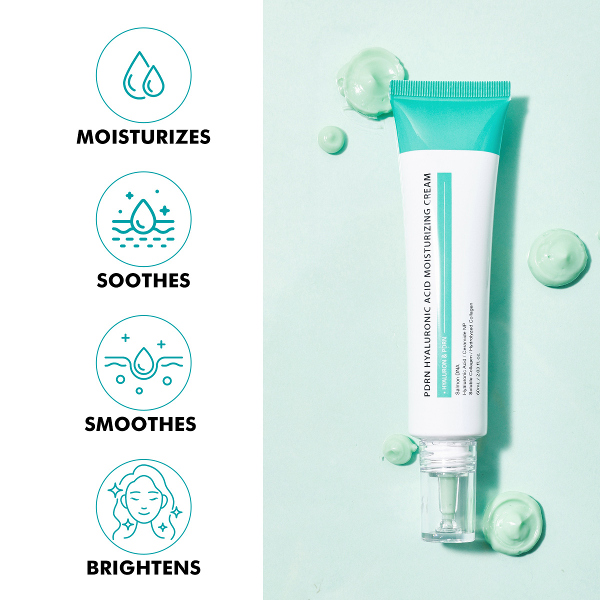 PDRN Hyaluronic Acid Moisturizing Cream Hydrating Face Moisturizer With Salmon DNA for Glass Skin Korean Skincare Cream