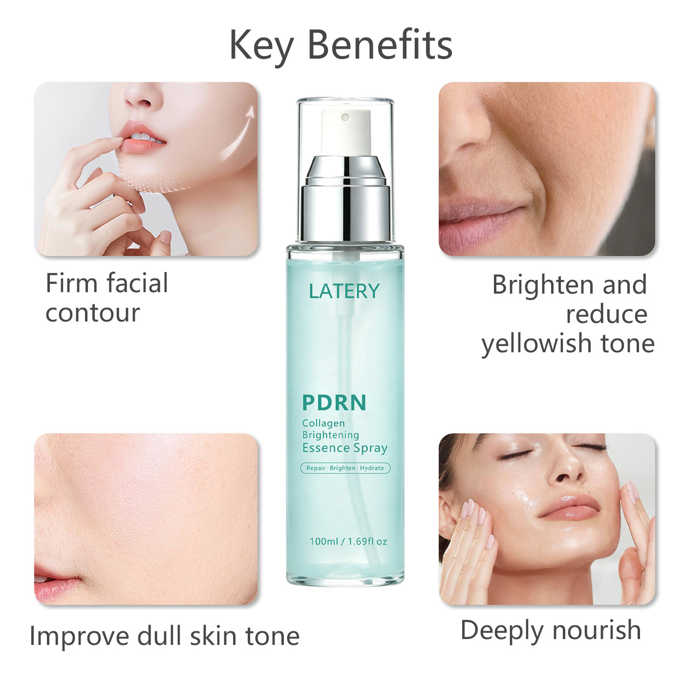 OEM 50ml PDRN Collagen Serum Salmon DNA Lift Face Serum Repair Brightening Hydrating Collagen Peptide Serum