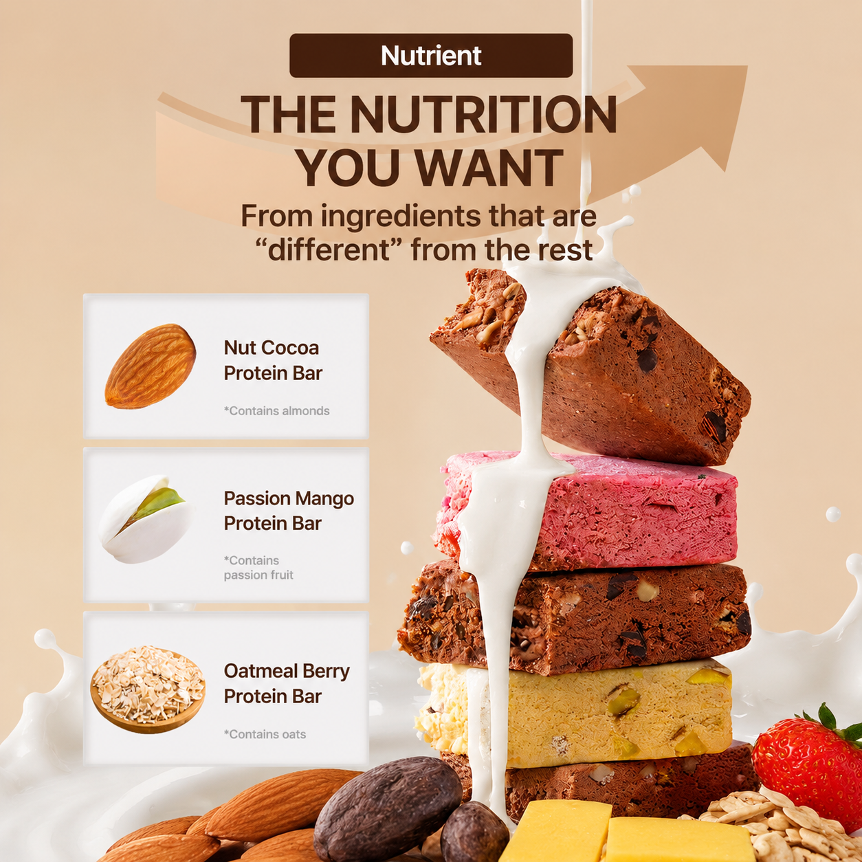 Bulk Protein Bar Wholesale for Gym Fitness Healthy Food Health Management Dietary Nutrition Berry Whey Item Meal Replacement