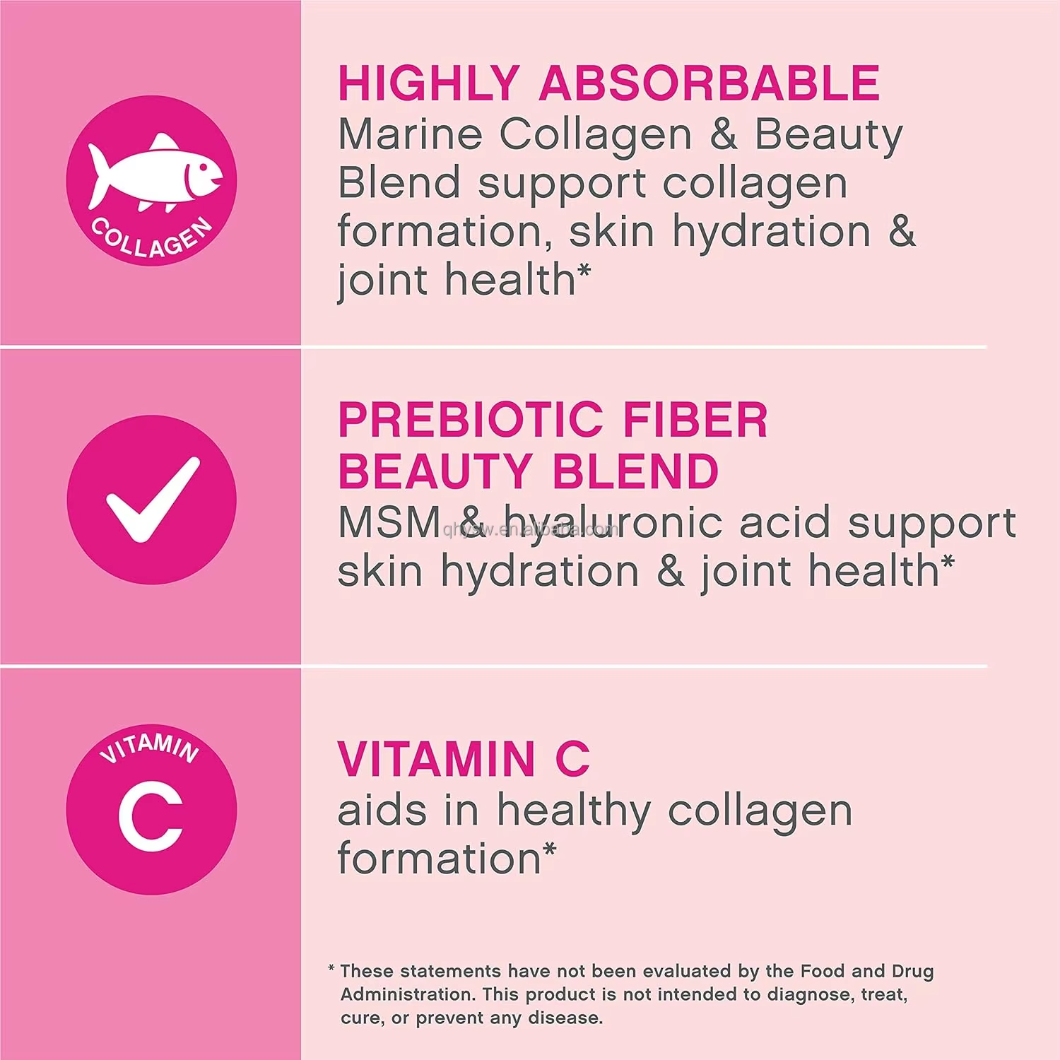 OEM Private Label Hydrolyzed Marine Fish Collagen Protein Powder Hyaluronic Acid Vitamin C Adult Skin Whitening Supplement