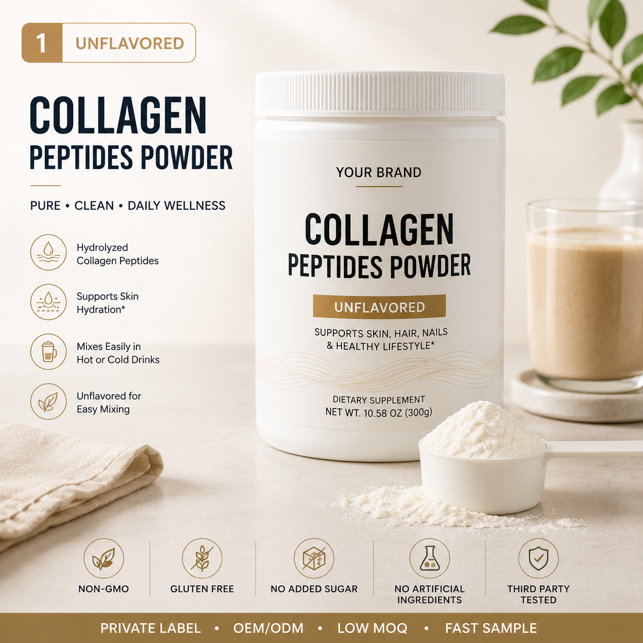 Custom Collagen Protein Powder OEM Hydrolyzed Peptides for Wellness Brands