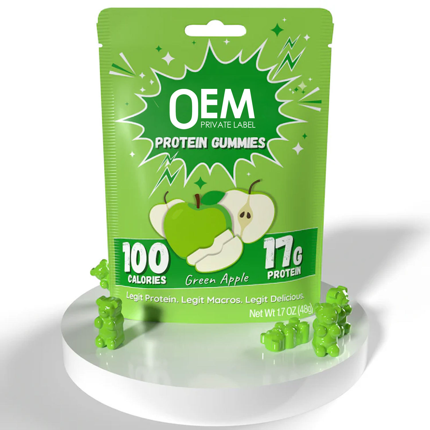 Custom Logo Pre Workout Protein Gummies Sports Supplement High Protein Gummies Electrolyte Sugar Free Adult Whey Protein Gummies