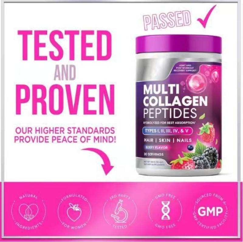 OEM Private Label Collagen Powder Multi Collagen Protein Powder Hyaluronic Acid Vitamin C Supplement Beauty Skin Hair Grown