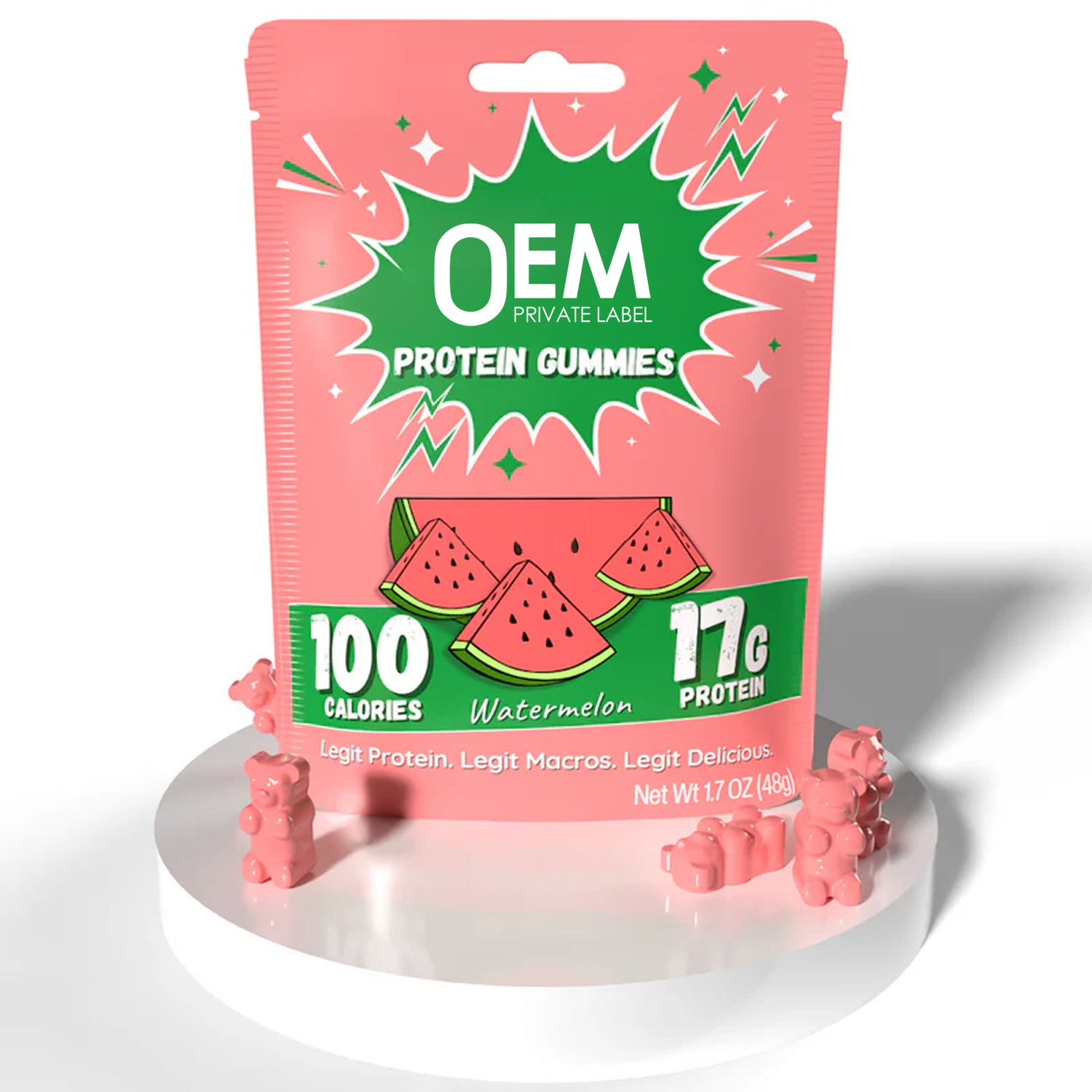 Custom Logo Pre Workout Protein Gummies Sports Supplement High Protein Gummies Electrolyte Sugar Free Adult Whey Protein Gummies