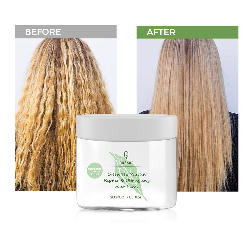 Qquaker Organic Repair Green Tea Matcha Hair Mask Treatments Protein Vitamins Hair Masque for Damaged Hair
