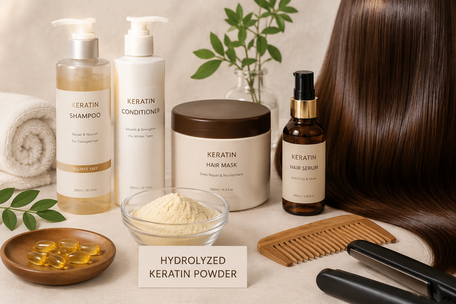 Wholesale Hair Fiber Powder Keratin Protein Powder Hydrolyzed Keratin Powder for Hair Extension