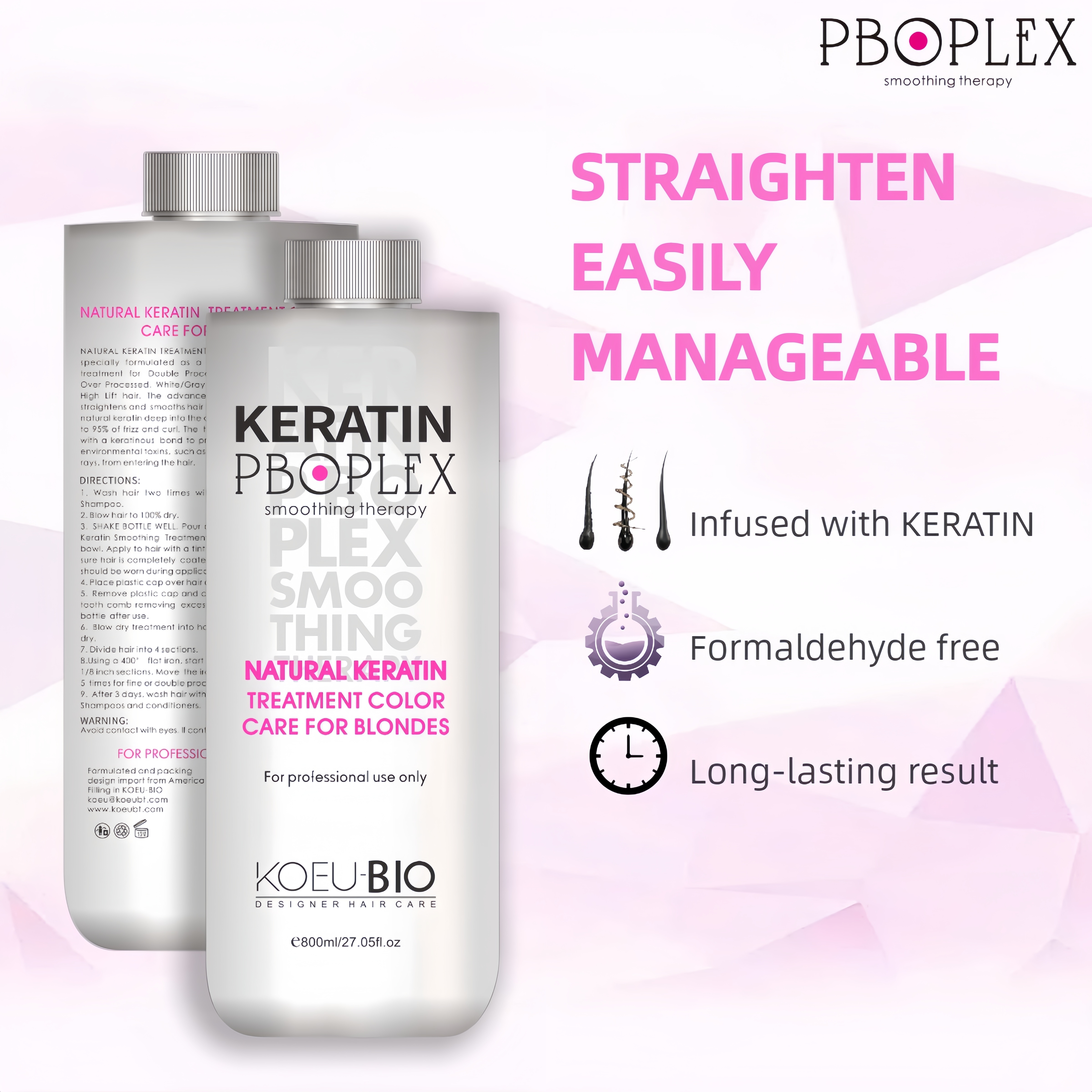 Brazilian Keratin Treatment Formaldehyde Free Protein Hair Straightening For Professional Salon Use 100ml Free Sample