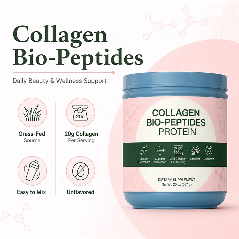 Hot Sale OEM Private Label Factory Supply Hydrolyzed Collagen Bio Powder Grassfed Source Unflavored Collagen Protein Supplement