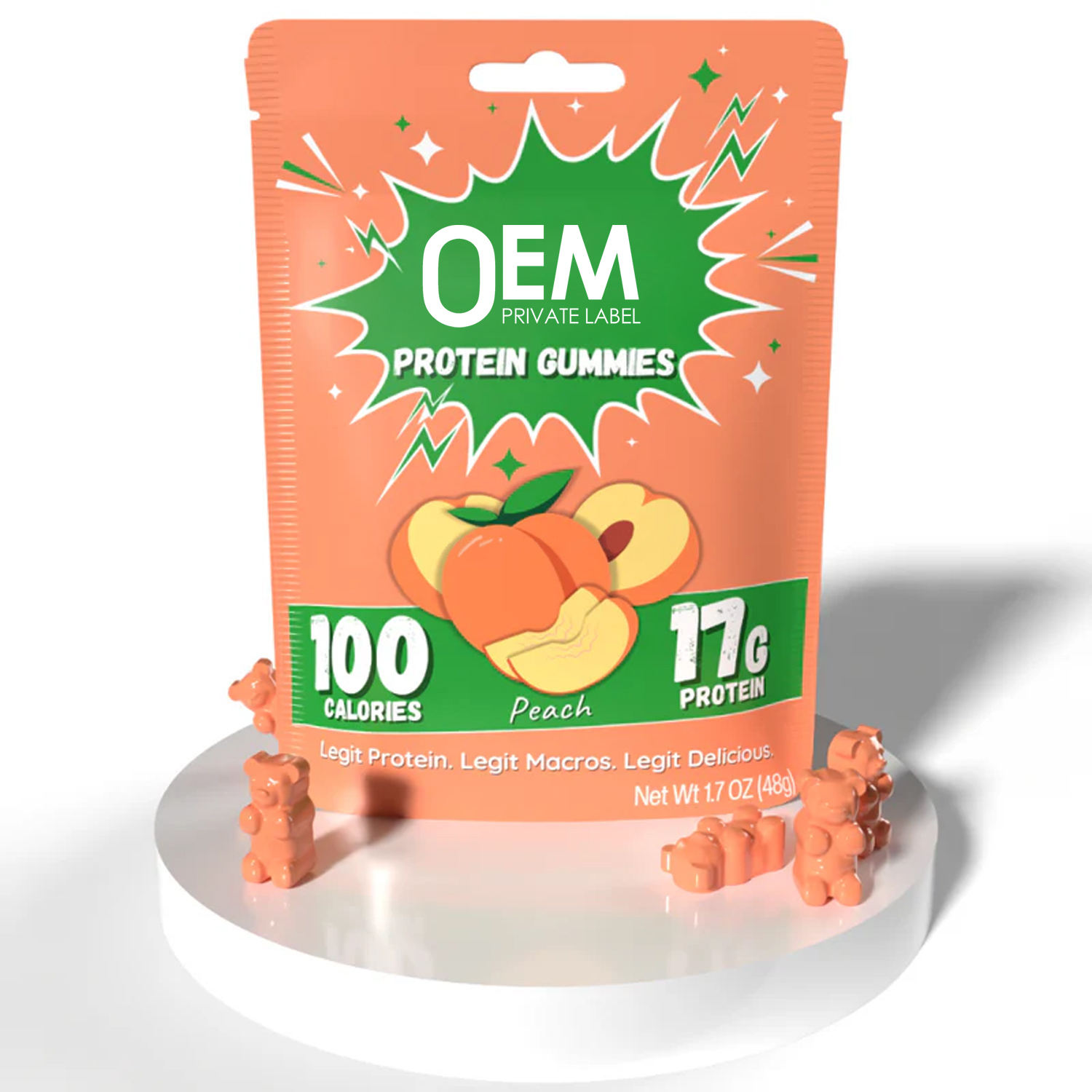 Custom Logo Pre Workout Protein Gummies Sports Supplement High Protein Gummies Electrolyte Sugar Free Adult Whey Protein Gummies