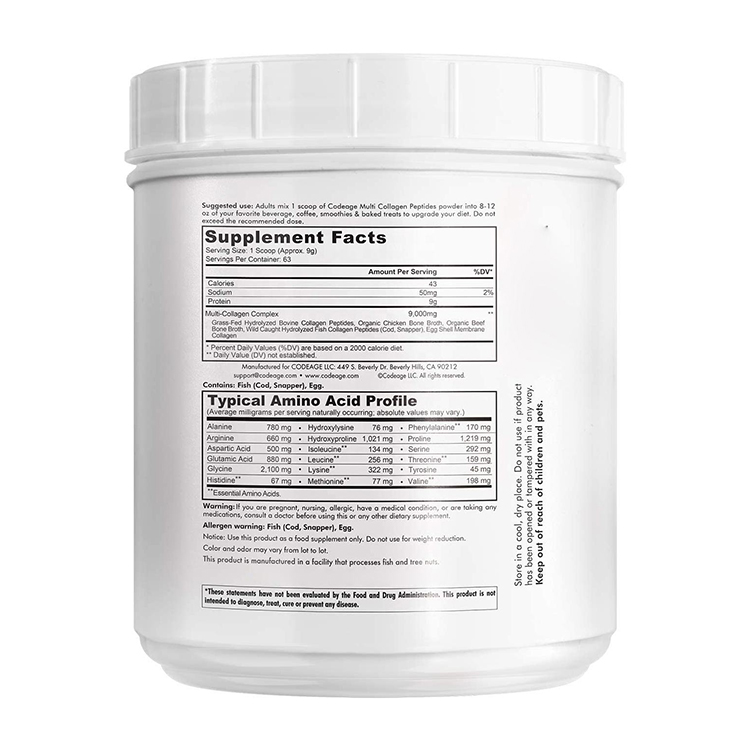 OEM Private Label USA Energy Dietary Proteins Supplement Organic Vegan Hydrolyzed Multi Collagen Peptide Powder Drink