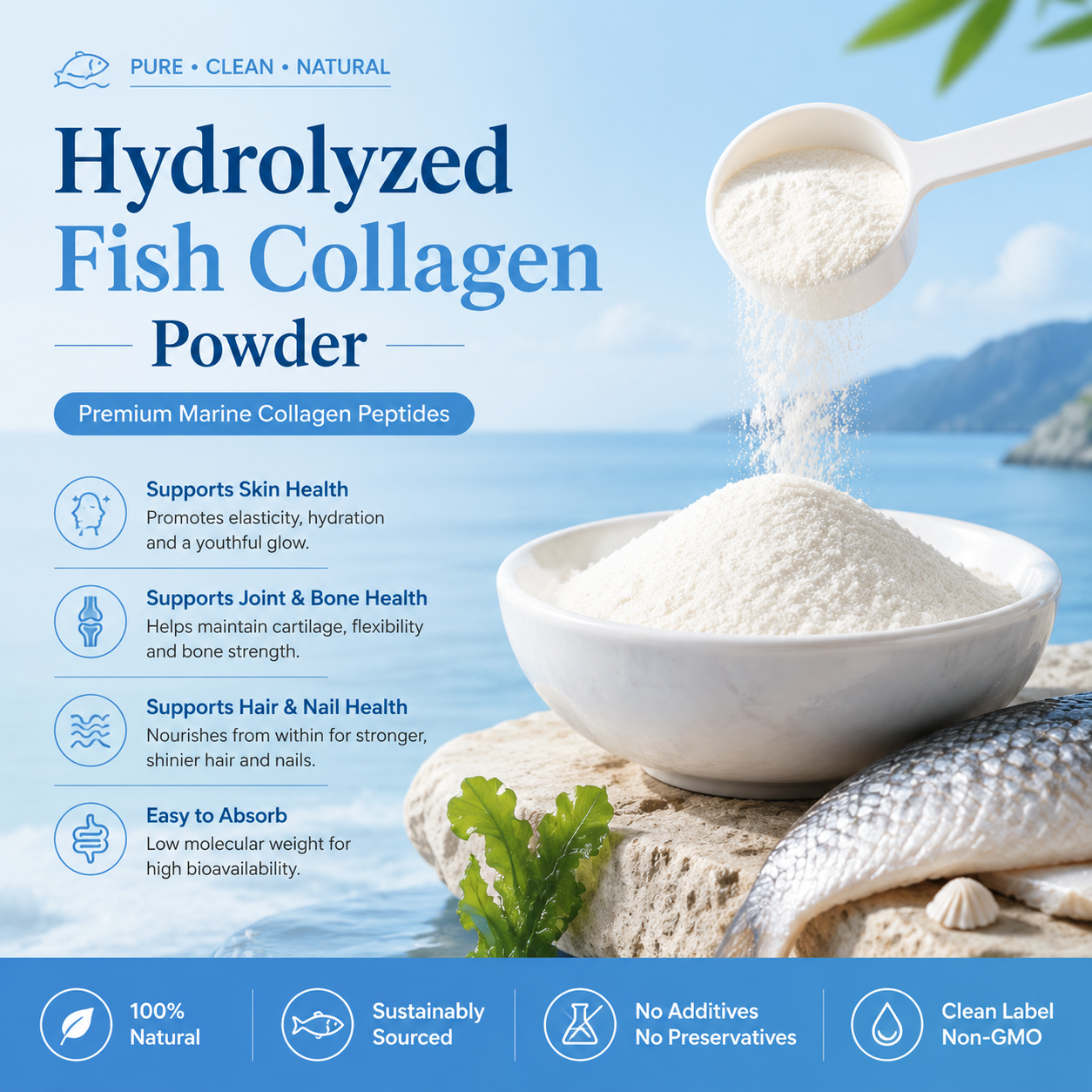 Hydrolyzed Fish Collagen Powder Marine Collagen Supplier Bulk Wholesales