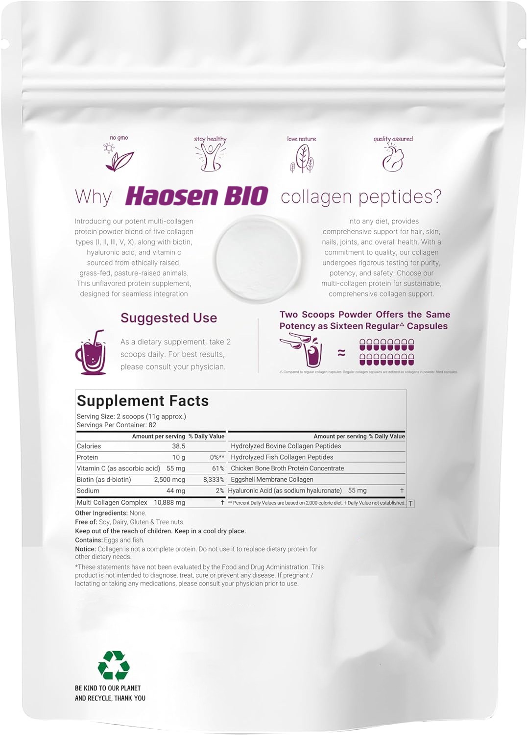 OEM Private Label Hydrolyzed Multi Collagen Peptides Powder for Beauty Skin and Hair Grown