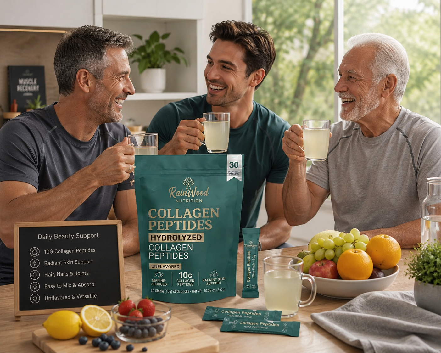 Rainwood Hydrolyzed Collagen Peptides Powder Sachets OEM Bovine Collagen Drink Mixed