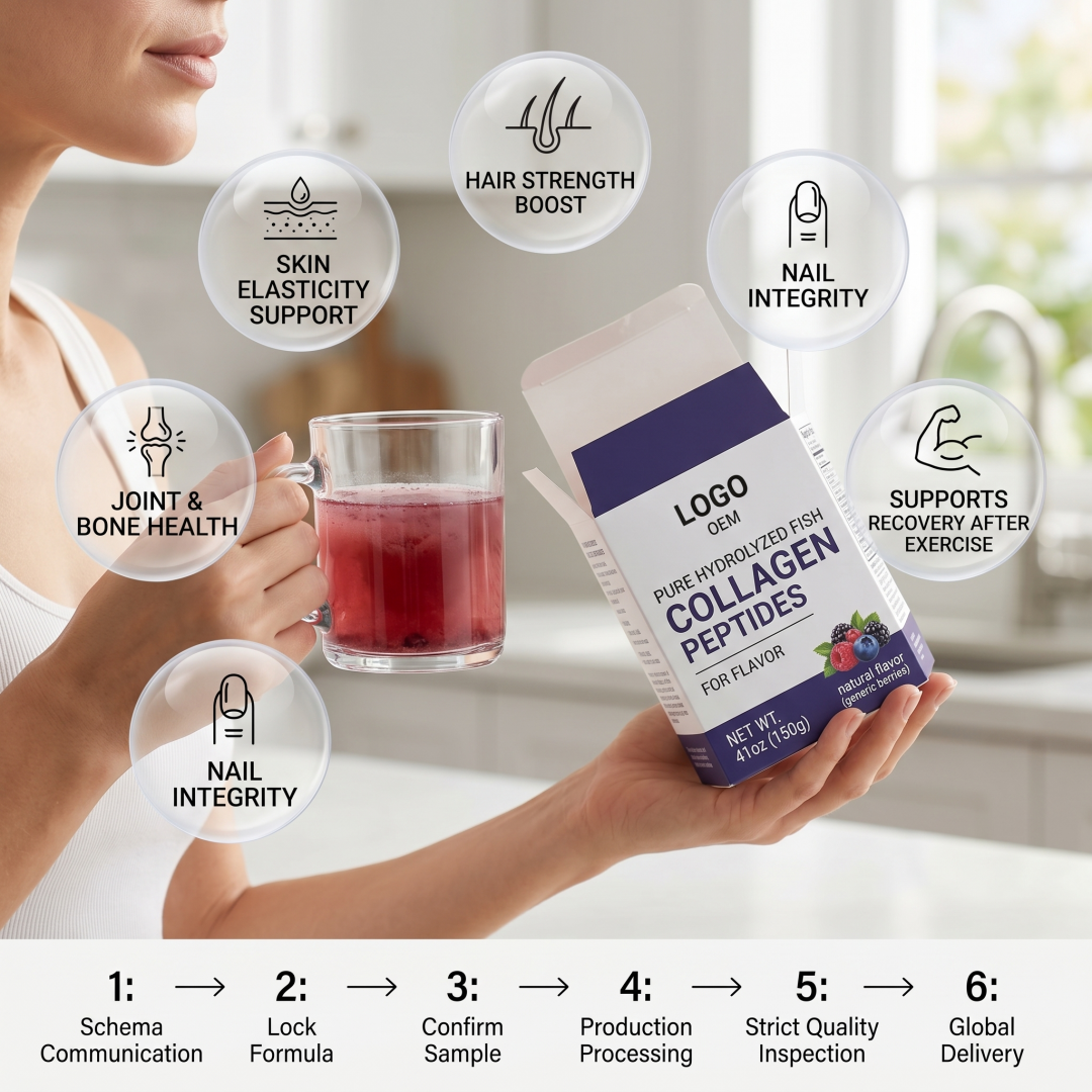 Non-GMO ODM Custom Formula Pure Hydrolyzed Fish Collagen Peptides Beauty Products Fast Dissolving Halal/Kosher Certified
