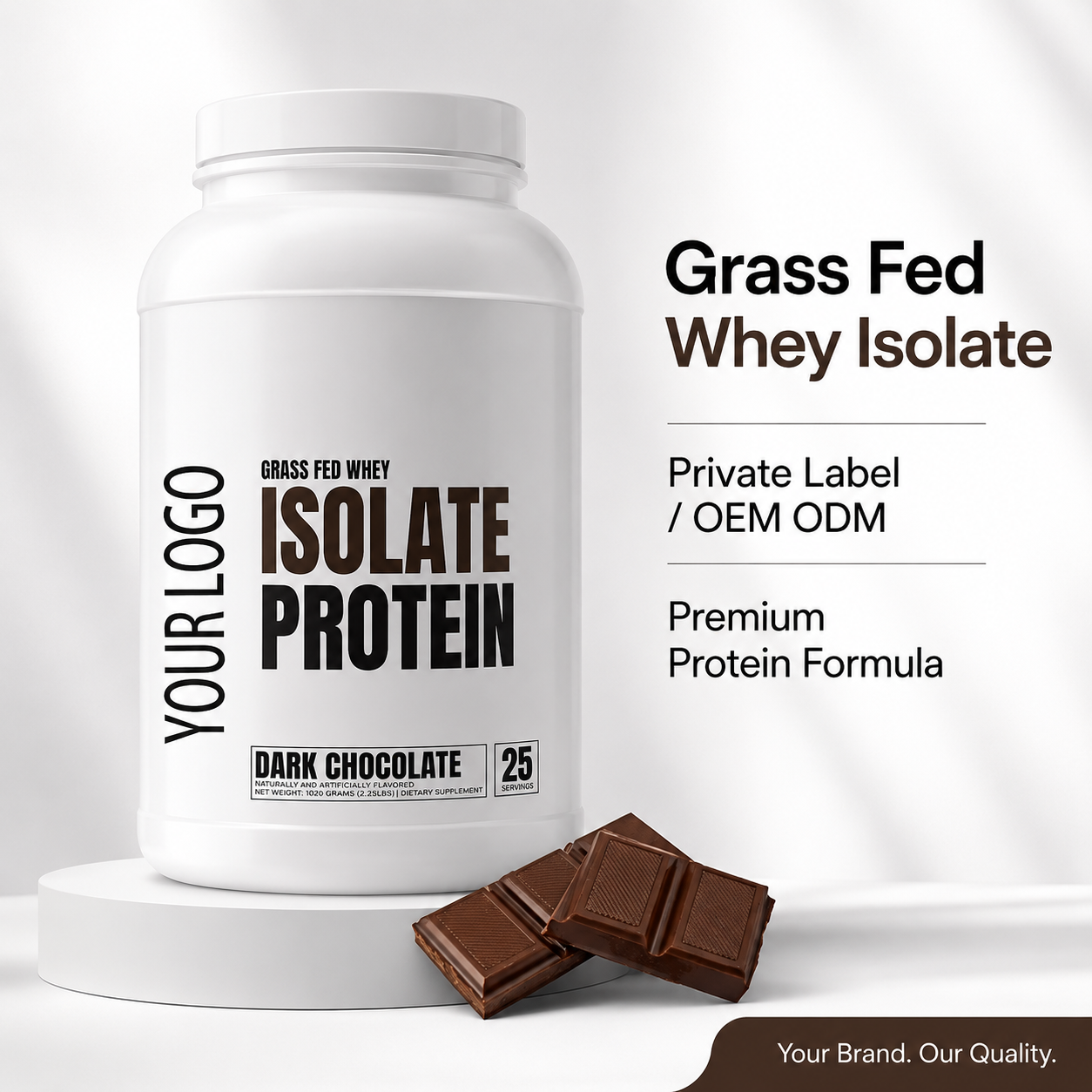 Dark Chocolate Flavor Grass-Fed Whey Protein Isolate Powder Low In Fat &amp; Carbs Supports Muscle Growth For Sports Nutrition