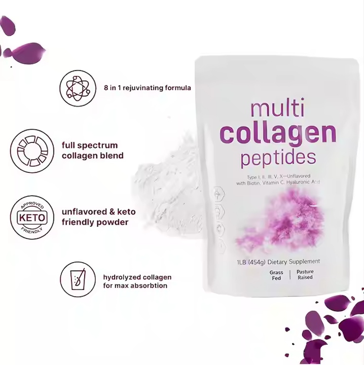 Beauty Care Multi-Collagen Peptides Hydrolyzed Peptides Protein All-in-1 Marine Collagen Powdered Drinks for Skin, Hair, Nails