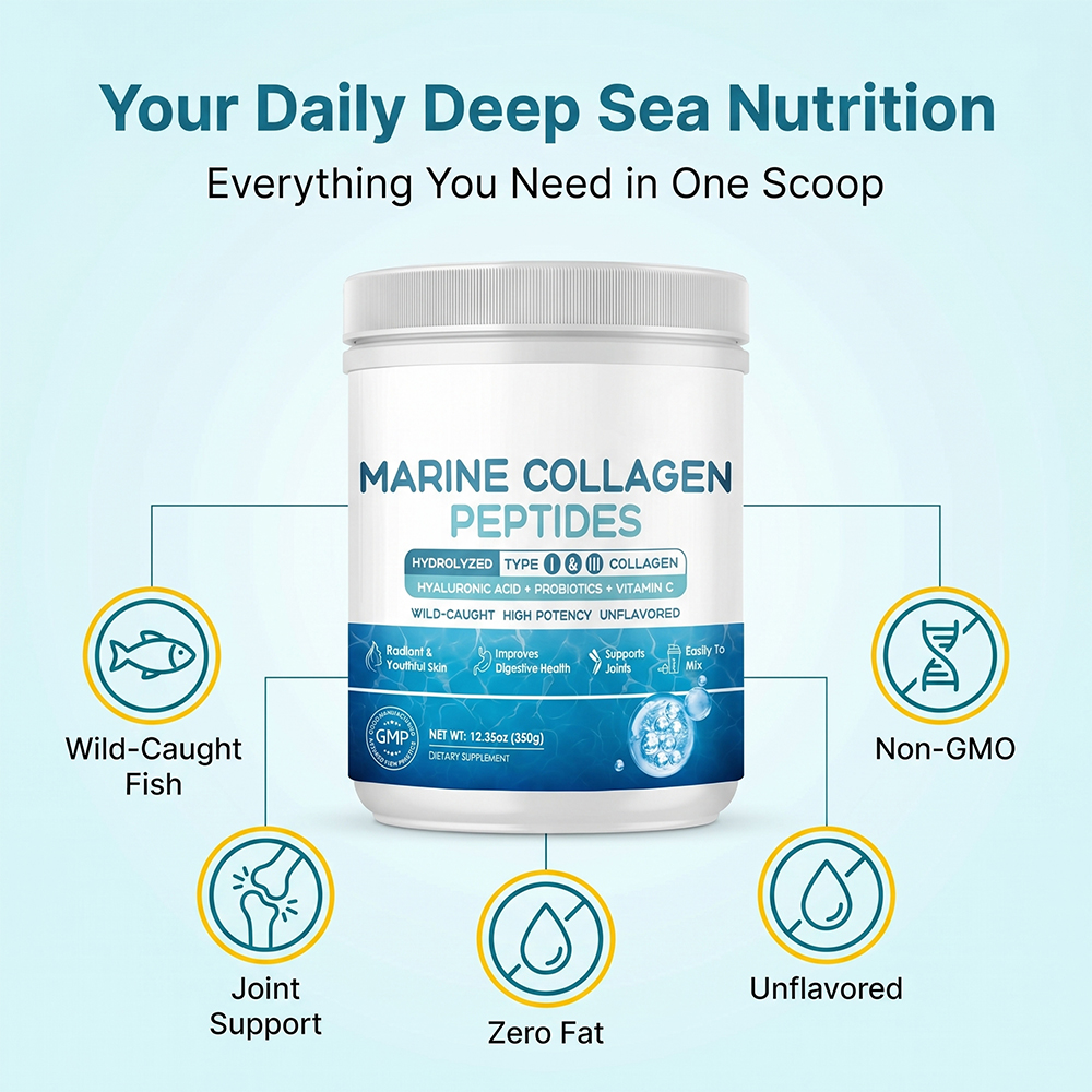 Private Label Marine Collagen Peptides Powder Hydrolyzed Protein Supplement Multi-Ingredient Collagen Complex for Beauty Drink