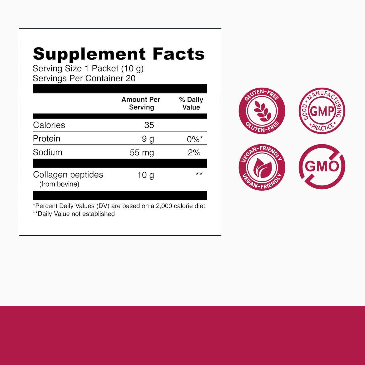 OEM Unflavored Collagen Peptides - 10g Grass Fed Protein Per Serving, 20 Stick Packs, Private Label Ready