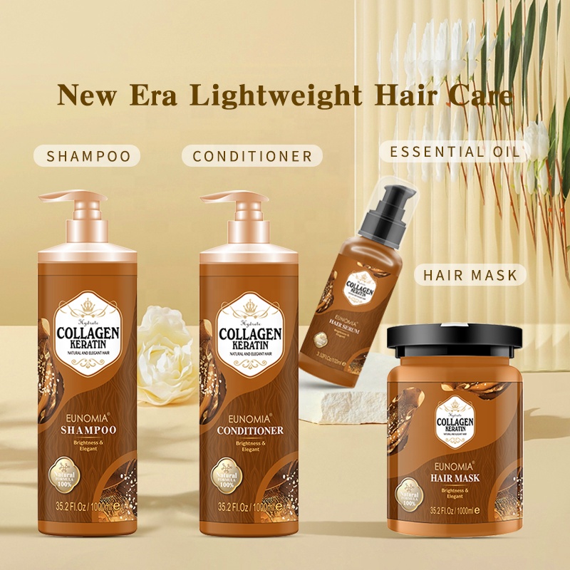 2026 Organic Keratin Collagen Protein Hair Care Collection For Women Moisturizing Shampoo Conditioner Hair Mask For Curly Hair